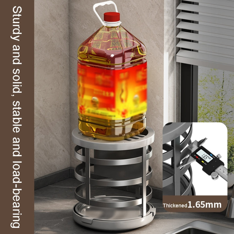 Stainless steel knife organizer cylinder with thick base and rotating storage tiers