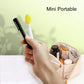 Mini portable silicone cleaning brush with yellow textured head and white handle
