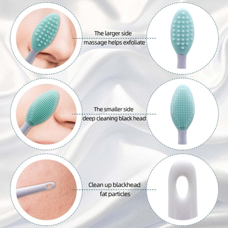 Double-sided silicone cleaning brush with larger and smaller mint textured heads