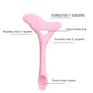 Pink silicone eyelash and eyeliner drawing guide with heart cutout and long spoon handle