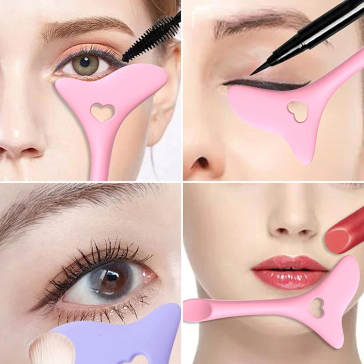 Set of pink and purple silicone eyelash guides used under the eye for liner