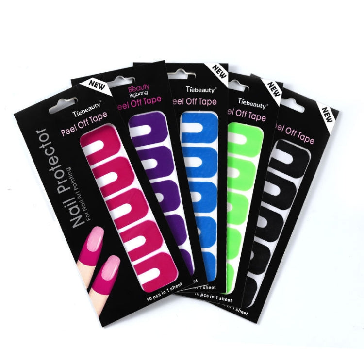 Set of U-shaped nail polish anti-spill stickers, assorted colors on blister cards
