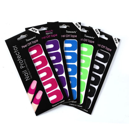 Set of U-shaped nail polish anti-spill stickers, assorted colors on blister cards