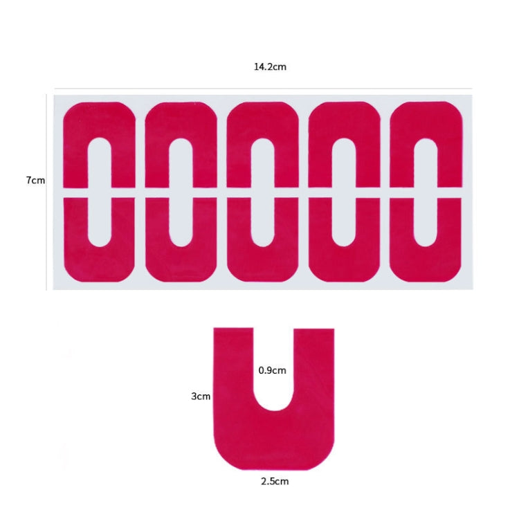 Sheet of magenta U-shaped nail polish protector stickers with cutout nail shape