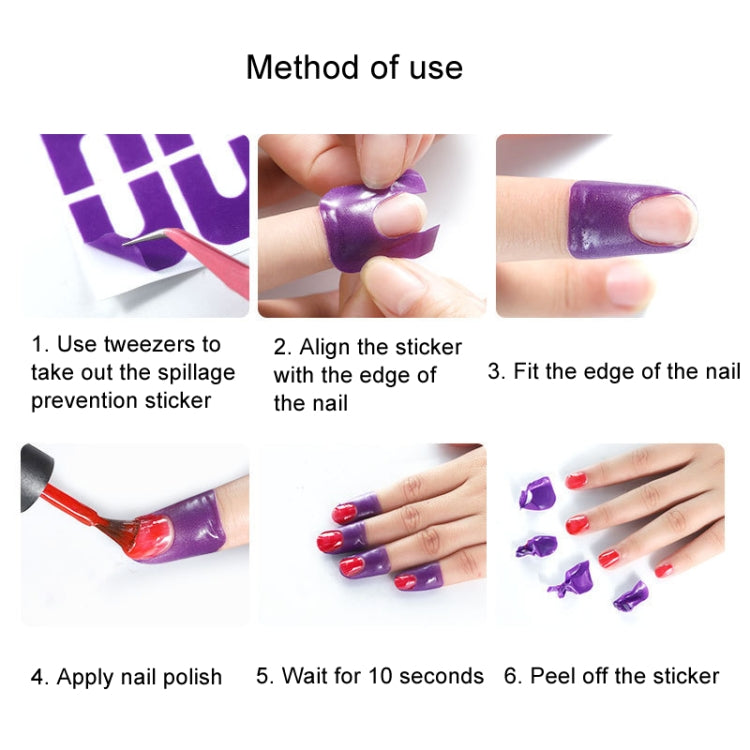 Step-by-step guide for applying U-shaped nail polish protector stickers to nails