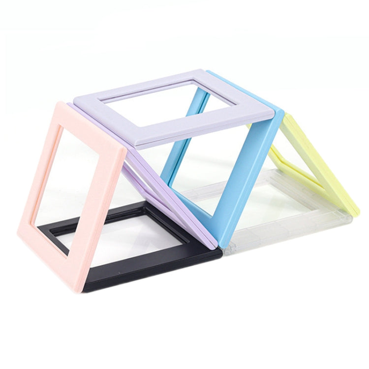 Stacked square magnetic photo frame blocks in pastel pink, purple, blue, and green