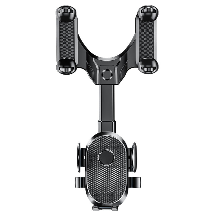 Black U-shaped phone holder bracket with textured grip arms and central stand
