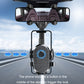 Black rearview mirror phone holder with circular textured lock pad for phone placement