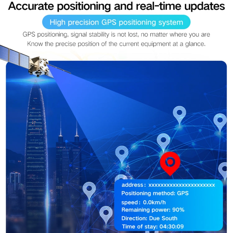 GPS positioning locator showing real-time updates and high-precision GPS signal