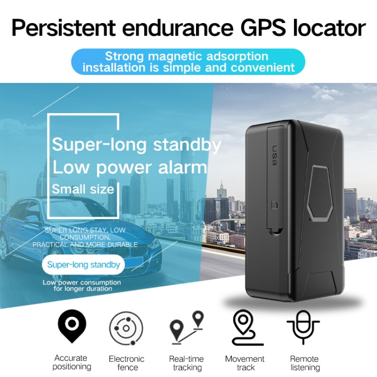 Black GPS locator with strong magnetic adsorption and long-standby design