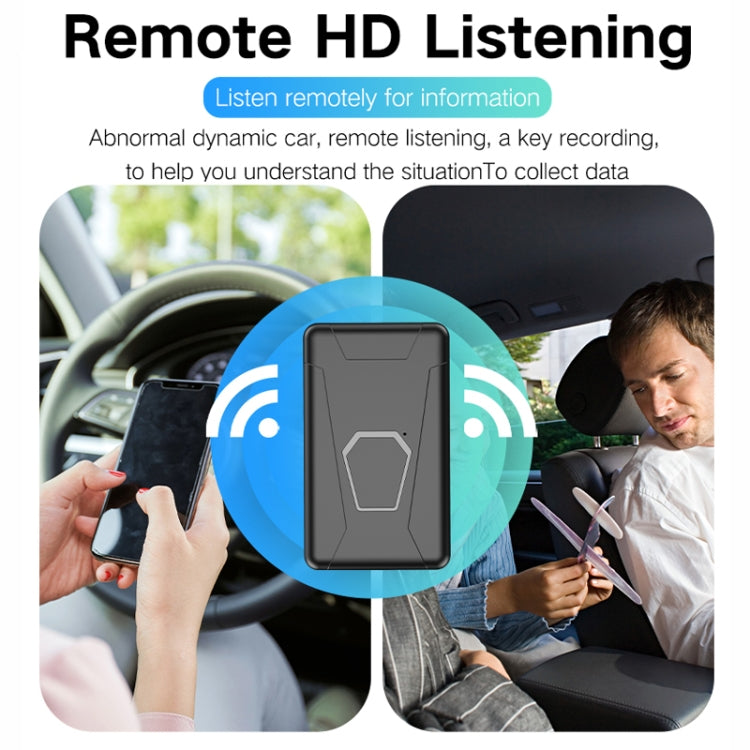 Black GPS locator device with remote listening signal icon