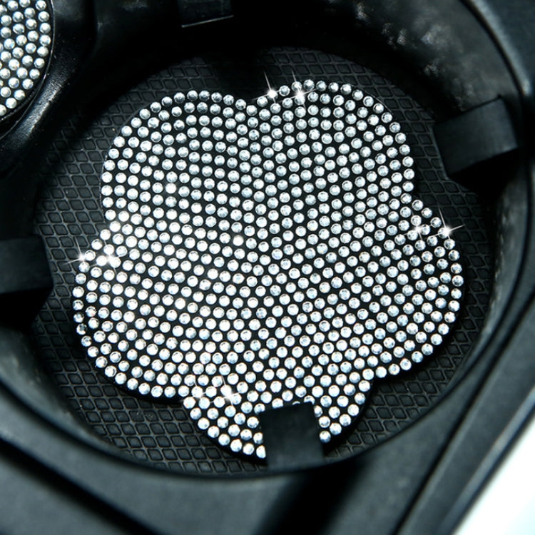 Car-mounted rhinestone plum blossom water coaster with white dot sparkle design