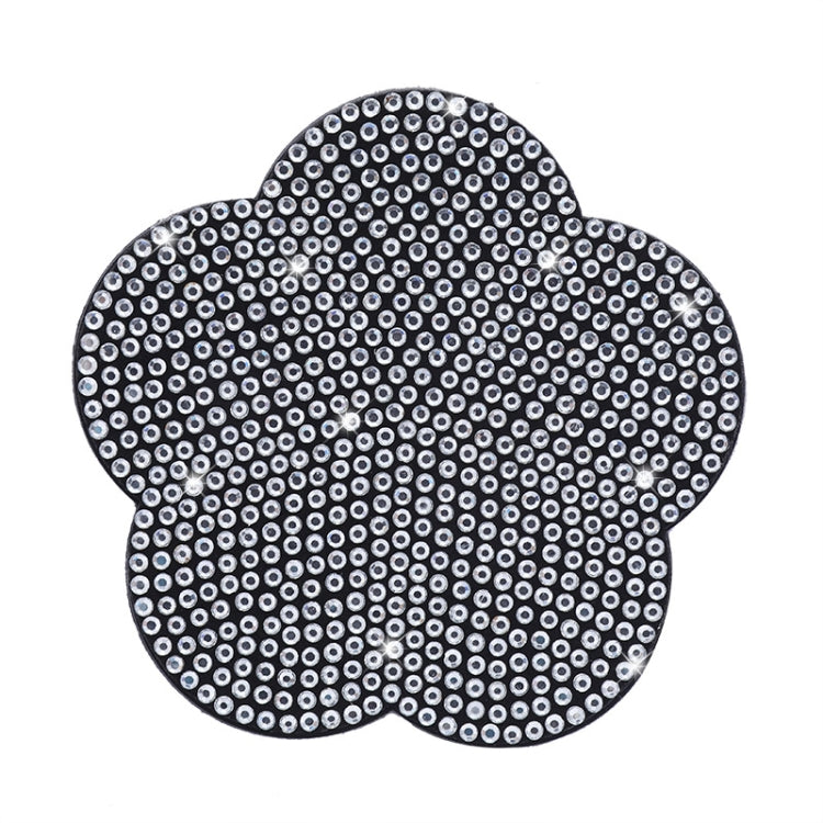 Car-mounted rhinestone plum blossom water coaster, white dot pattern, four-lobed shape