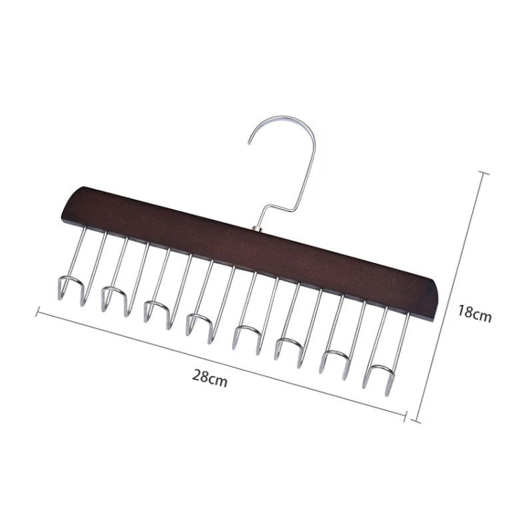 Dark wood hanger rack with chrome wave hooks, 28 cm x 18 cm