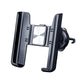 Silver car air vent phone holder bracket with snap-on clamp and rotatable side arms