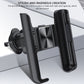 Black car air vent phone mount bracket with adjustable arms and snap-on clip