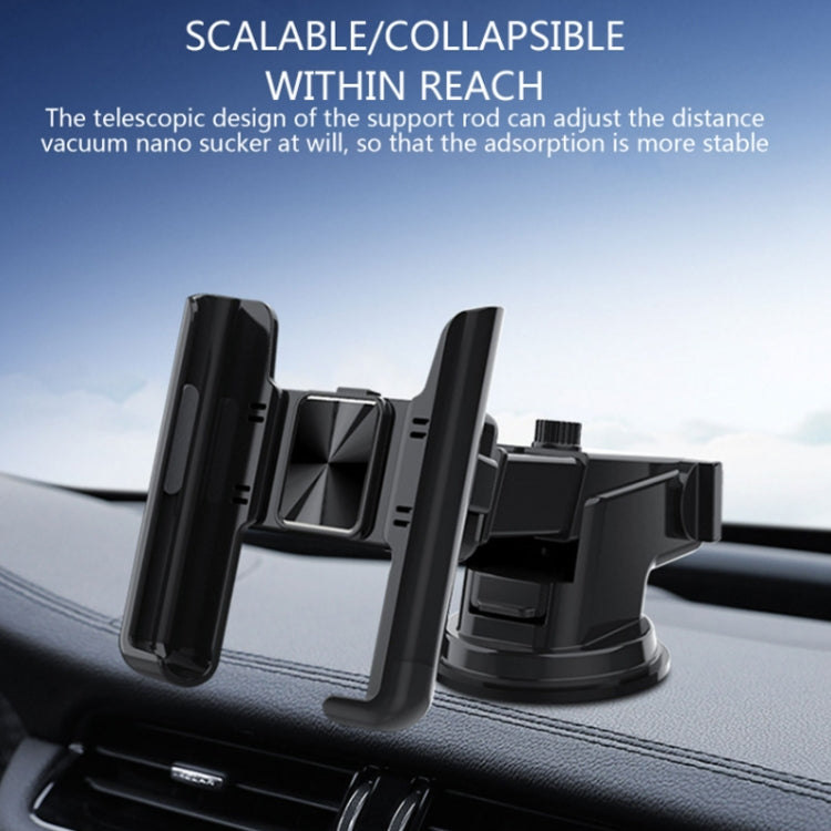 Black car dash air vent phone holder bracket with adjustable support arm and clamp