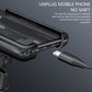 Car air vent phone holder bracket with clearance for charging cable port access
