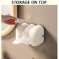 Cream wall-mounted cloud tissue holder with tissue stack and top storage area