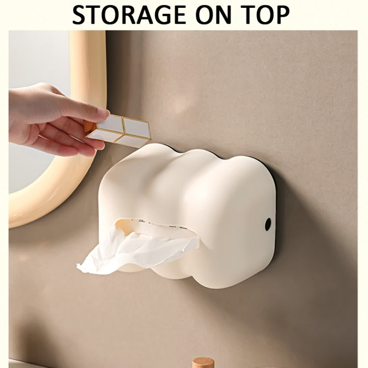 Cream wall-mounted cloud tissue holder with tissue stack and top storage area