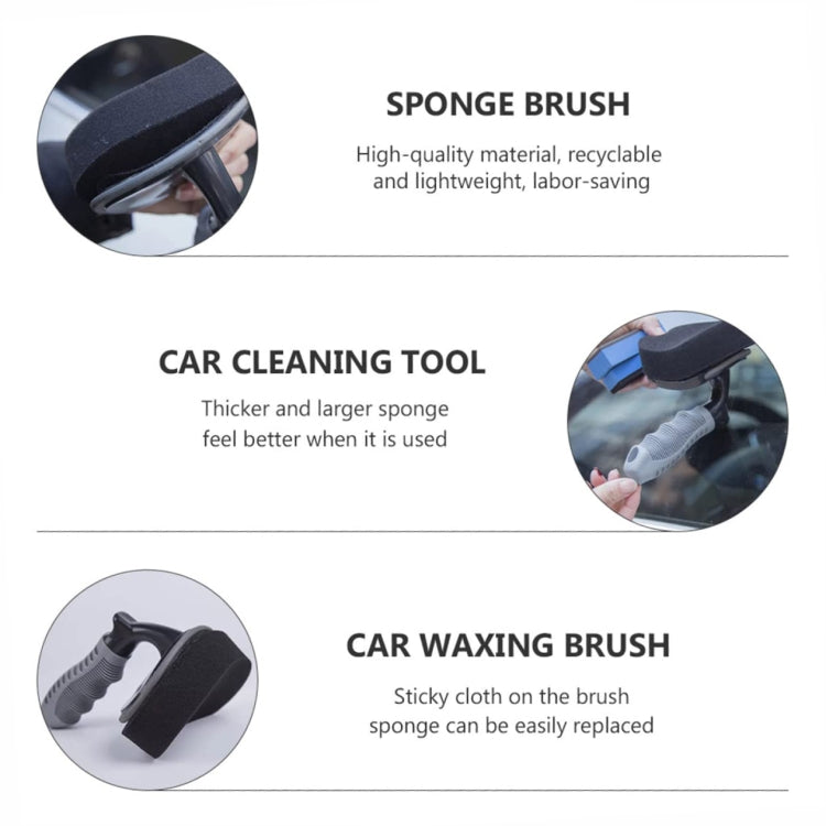 Curved sponge brush tool for car waxing, black pad head and textured handle