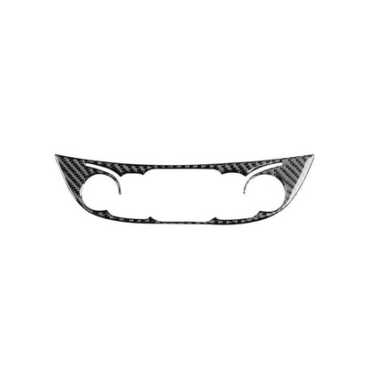 Black carbon-fiber center control panel sticker with two semicircle cutouts