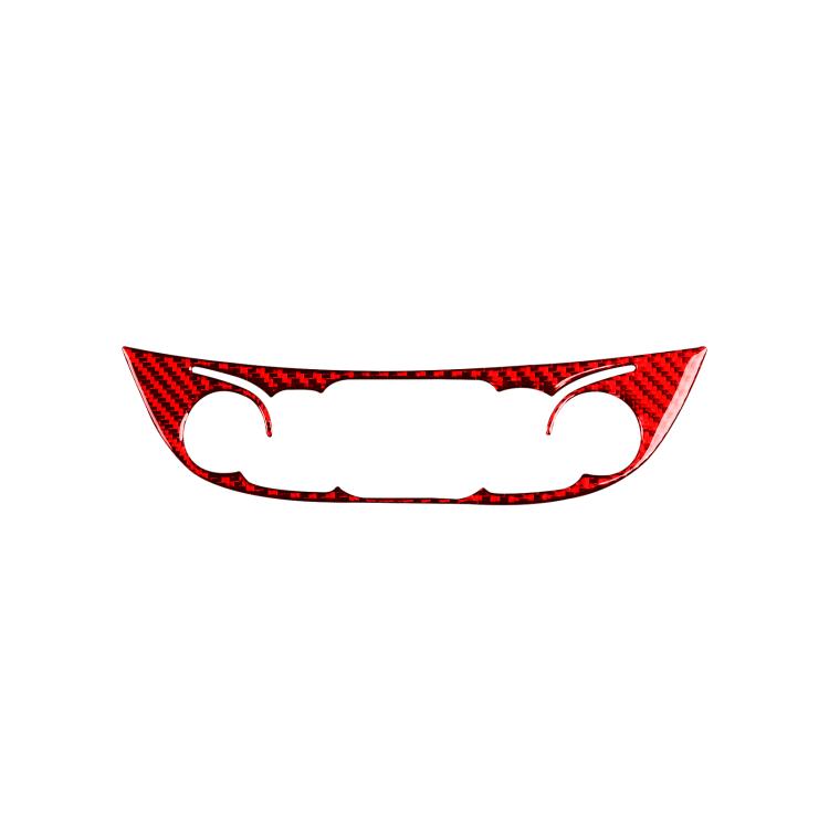 Red carbon-fiber center control panel sticker with two semicircle cutouts