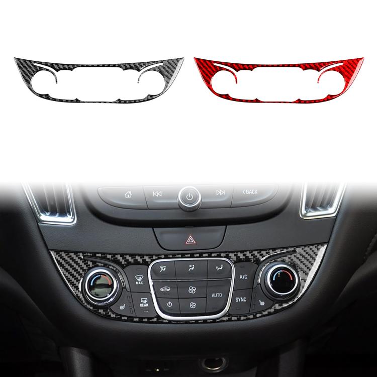 Black and red carbon-fiber center control panel stickers with semicircle cutouts