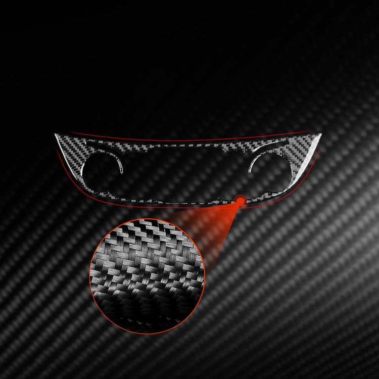 Black carbon-fiber center console sticker with red accent edge and semicircle cutouts
