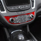 Red carbon-fiber center console trim sticker around audio and climate control knobs