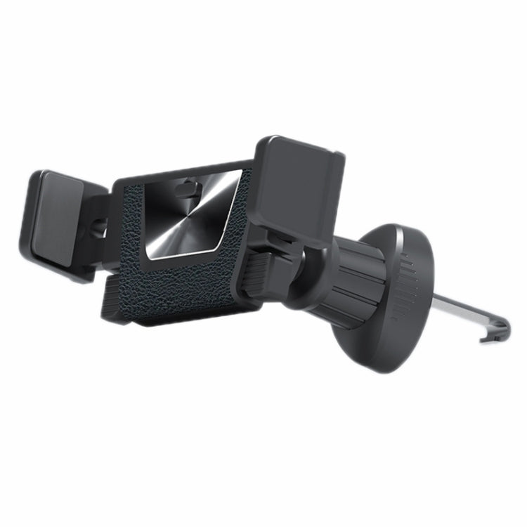 Black car air vent phone holder bracket with side clips and textured grip