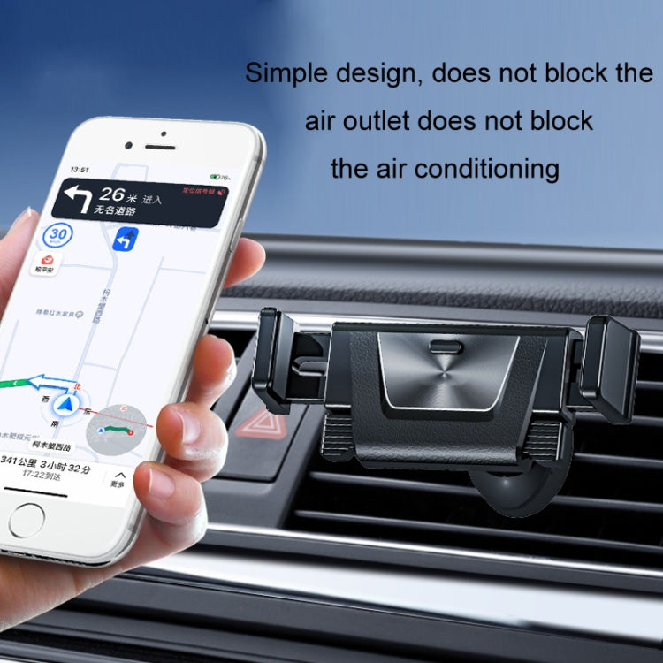 Black air vent phone holder bracket securing a smartphone for navigation