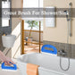 Blue D-shaped brush with white bristles for shower or sink grime and seams