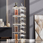 Freestanding clear stackable storage display box, holding boots and handbags