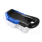 Car tire interior mat cleaning brush with stiff white bristles, dark blue and black handle