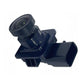 Black reversing assist camera with circular lens and angled mounting bracket