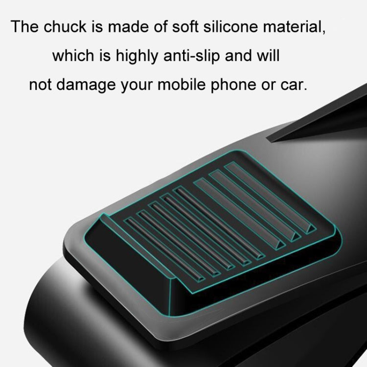Black phone holder with soft silicone anti-slip grip pad featuring teal pattern lines