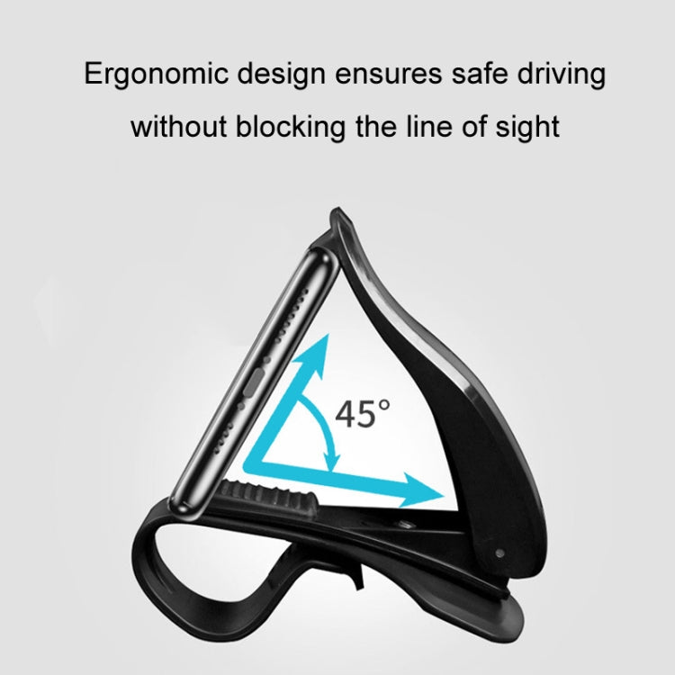 Black adjustable car phone holder with pivot arm for angled viewing up to 45°