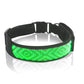 Green LED display pet collar with black adjustable strap and quick-release buckle