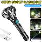 Rechargeable LED flashlight in black and silver, teal display window on the handle.