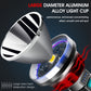 Aluminum alloy LED flashlight head with heat-dissipating fin and glowing ring detail.