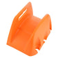 Orange plastic wall-mounted hose holder with front cradle and top mounting opening