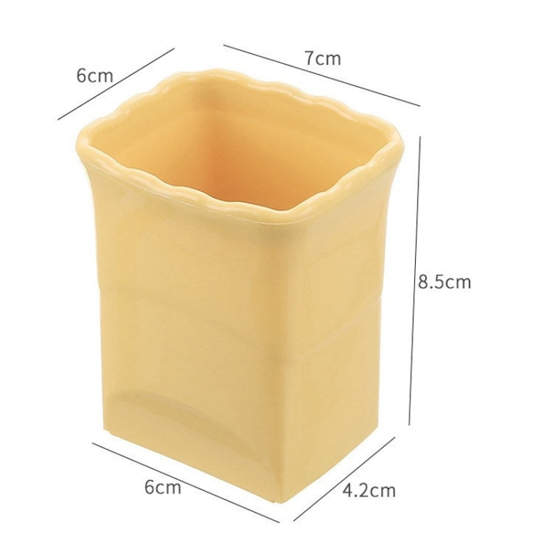 Yellow vegetable slicing cup tool with size dimensions (6cm, 7cm, 8.5cm)