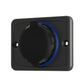 Car USB charger socket with closed waterproof cover and blue accent ring