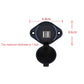 Dual USB car charger module with two USB ports and circular cap, black with blue accent.