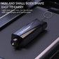 Black emergency window breaker with keyring chain, compact body for carry