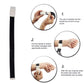Hands demonstrating an elastic snap tourniquet on an arm with white buckle clip.
