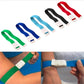 Elastic snap tourniquet set in multiple colors with white buckle clips and straps.