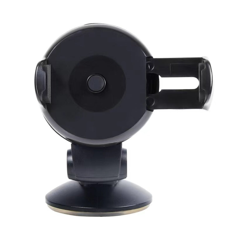 Black suction-cup dashboard phone holder with circular base and side clamp arms