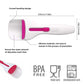 Cupcake scoop spoon with curved scoop and pink silicone button on handle